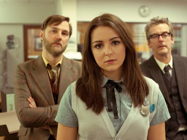 Field of Blood - Murry Devlin (David Morrissey), Paddy Meehan (Jayde Johnston) and Dr Pete (Peter Capaldi). Picture: Neil Davidson