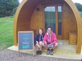 Kid-free zone: Morag Sallabanks and her husband Jonny at their glamping site