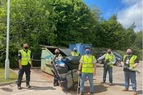 In a team effort, William Grigg, Lindy Watson, David Overton, Liam Smith, William Urban, Colin McEwen, Kevin Dargavel, James Stevenson and Alan Mcgoldrick from the Fort Kinnaird team collected 15 bags of mixed waste and bottles.