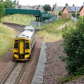 Stock Borders Railway photo, of a train bound for Edinburgh Waverley pulling out off Newtongrange Station. Picture Ian Rutherford
