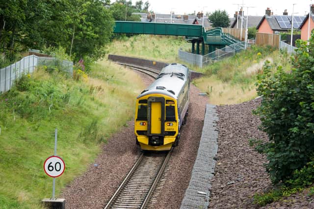 Stock Borders Railway photo, of a train bound for Edinburgh Waverley pulling out off Newtongrange Station. Picture Ian Rutherford