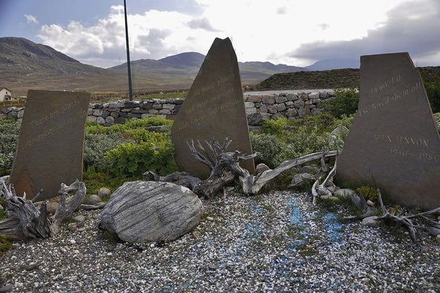 The John Lennon memorial in Durness, which recognises the former Beatle's familial links and childhood visits to the Sutherland region.