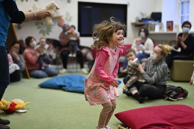 Children enjoying themselves at a Bookbug session at the Central Children's Library in Edinburgh. Picture: John Devlin