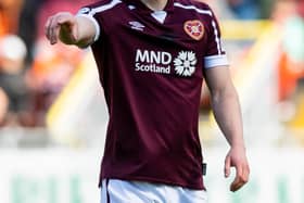 DUNDEE, SCOTLAND - APRIL 24: Alex Cochrane in action during a cinch Premiership match between Dundee United and Hearts at Tannadice Park, on April 24, 2022, in Dundee, Scotland. (Photo by Mark Scates / SNS Group)