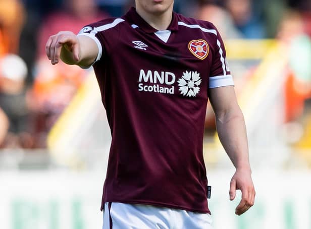 DUNDEE, SCOTLAND - APRIL 24: Alex Cochrane in action during a cinch Premiership match between Dundee United and Hearts at Tannadice Park, on April 24, 2022, in Dundee, Scotland. (Photo by Mark Scates / SNS Group)