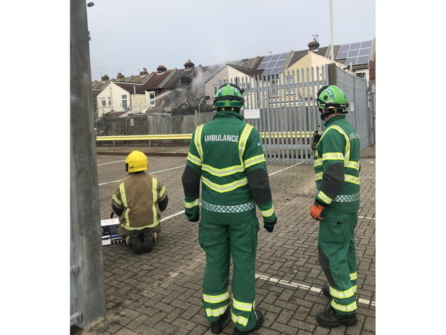 South Central Ambulance Service Scas at the scene of the house explosion. Picture: Scas/Twitter