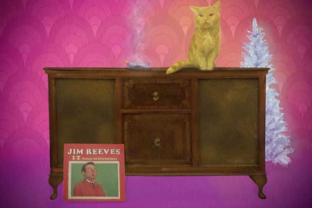 The record in the dream – an LP – is spinning on the turntable: Jim Reeves. ‘Twelve Songs of Christmas’. Illustration: Lesley-Anne Barnes Macfarlane