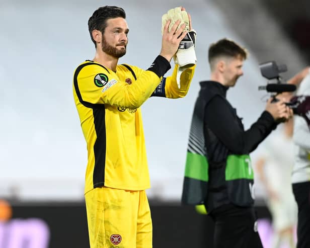 Hearts captain Craig Gordon is close to equalling a club European appearance record.
