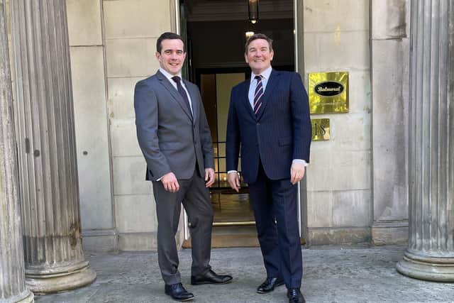 Neil Moles, CEO of Progeny (left), and Stuart MacDonald, managing director of Balmoral Asset Management (right).