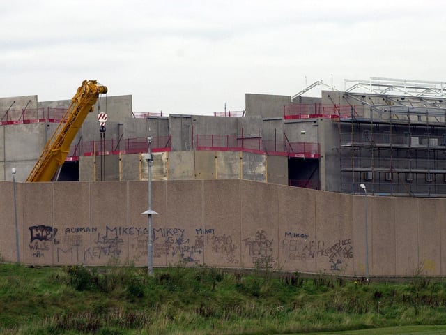 The Saughton Prison extension site which backs onto residential properties on Longstone Cresent, pictured in 2002. Residents complained that there was no planing consultation.