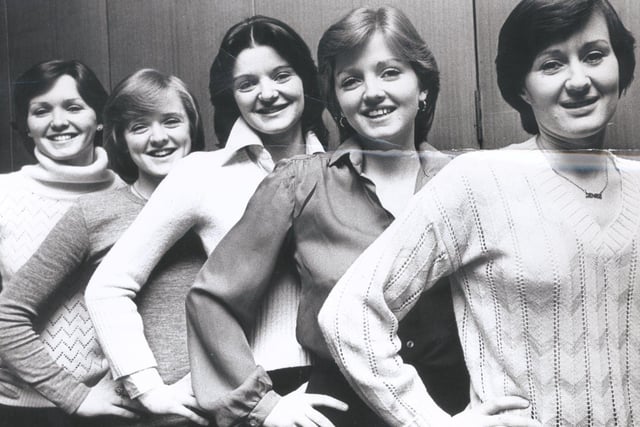 The Nolan Sisters at the Grosvenor House Hotel, Sheffield in January 1978 L to R Maureen, Bernadette, Anne, Linda and Denise