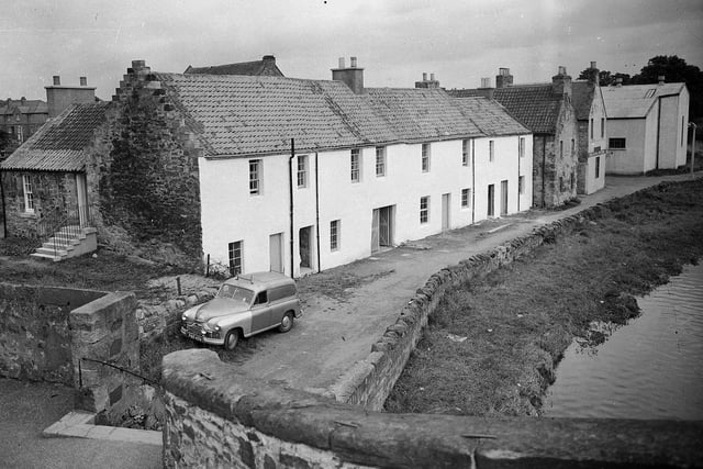 The newly-converted Nungate Cottages on the banks of the Tyne in Haddington in August 1957.