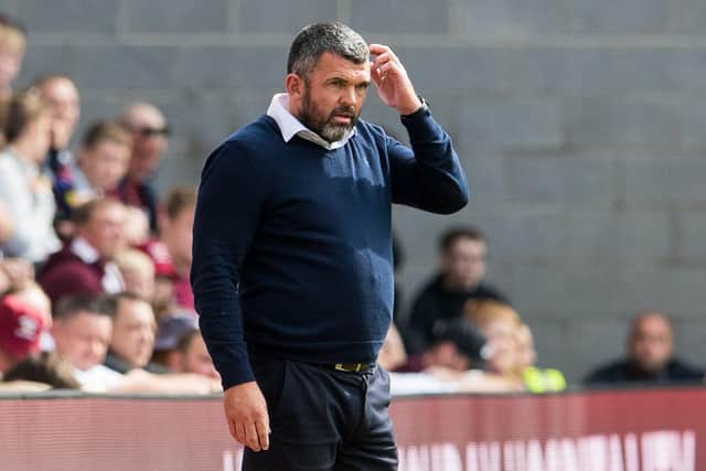 St Johnstone manager Callum Davidson cuts a frustrated figure during the 3-2 defeat to Hearts at Tynecastle. Picture:  Ross Parker / SNS