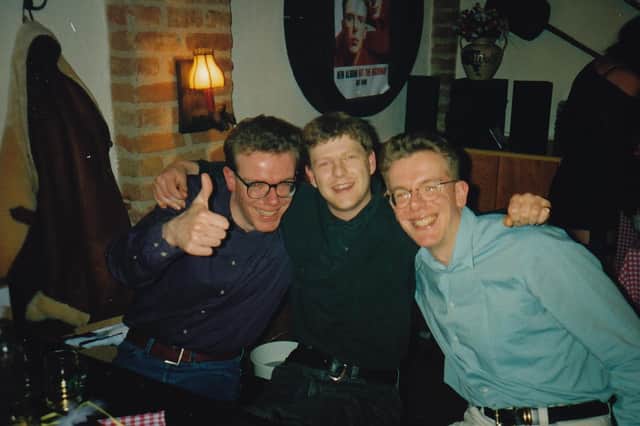 Charlie and Craig Reid of The Proclaimers with a young Angus Robertson (Contributed by Angus Robertson)