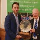 David Warren was presented with the Sir Henry Cotton Award by Golf Foundation president Nick Dougherty at a ceremony in London. Picture: Golf Foundation.