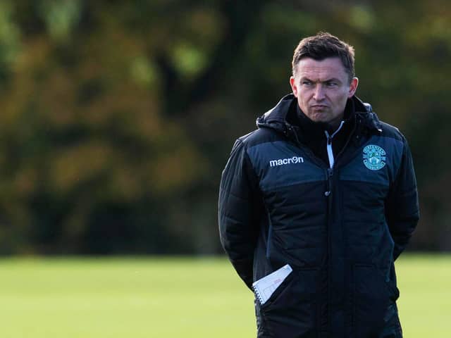 Former Hibs manager Paul Heckingbottom pictured during a Hibernian training session on October 24
