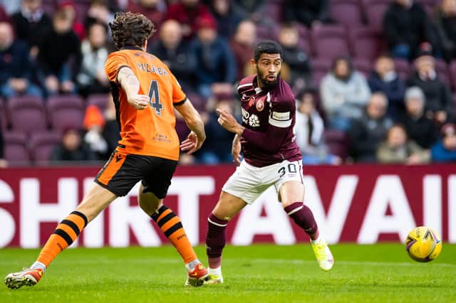 Josh Ginnelly impressed up front for Hearts against Dundee United on Saturday.