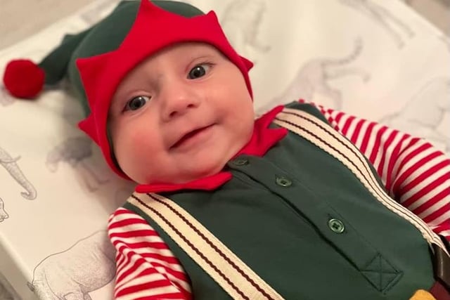 Five month old Rio dressed as an elf. Submitted by Cherrell Marr.