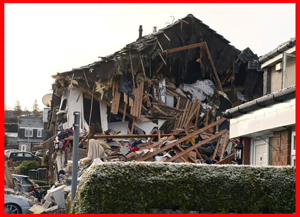 The scene on Baberton Mains Avenue, Edinburgh, after an 84-year-old man has died following an explosion at a house on Friday night.Photo: Lesley Martin/PA Wire