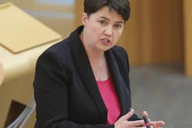 Ruth Davidson in the Holyrood chamber     Pic: Fraser Bremner/Scottish Daily Mail/PA Wire