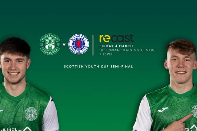 Hibs will stream the Scottish Youth Cup semi-final against Rangers on Recast