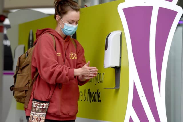 Hand sanitiser has been made available to travellers at Edinburgh Airport