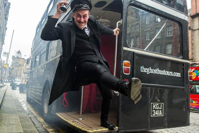 Edinburgh's ghost bus offers regular 75-minute tours of the Capital's most haunted attractions.  Picture: Lisa Ferguson.