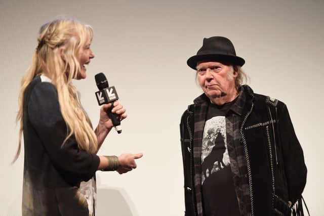 Neil Young, seen with wife Daryl Hannah, has taken a stand over Covid vaccine misinformation (Picture: Matt Winkelmeyer/Getty Images for SXSW)