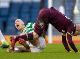 The incident that sparked debate as Steven Naismith clashes with Scott Brown during the Scottish Cup final at Hampden (Photo by Craig Williamson / SNS Group)