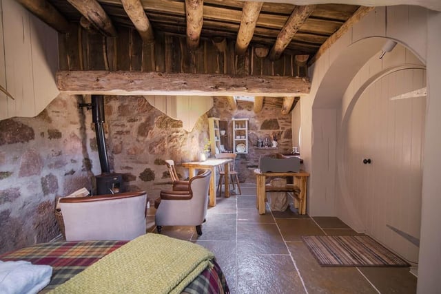 Like the Green Burrow, this one has a wood burner, star-gazing window and an outdoor fire pit. While sitting outside, visitors will find themselves surrounded by all kinds of animals including ponies, donkeys, pygmy goats and Highland cows.