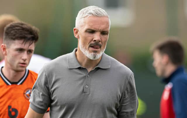 Dundee United manager Jim Goodwin looks dejected during a Viaplay Cup group stage match against  Spartans at Ainslie Park. (Photo: Paul Devlin / SNS Group)