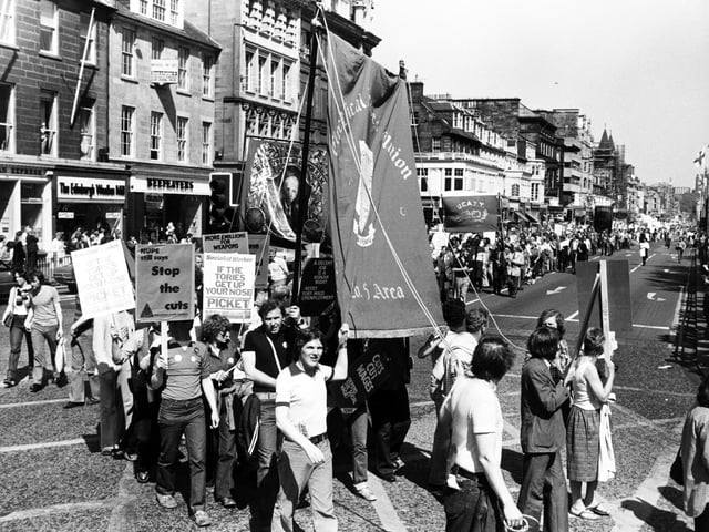 The Scottish Trades Union Congress (STUC) day of action in Princes Street, Edinburgh in May 1980.
