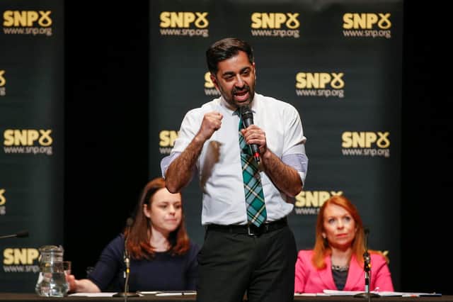 Humza Yousaf speaks during the SNP leadership debate in Aberdeen on Sunday (Picture: Craig Brough/PA)