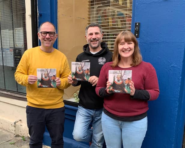 Nick Langford (centre) and Josh and Laura Thompson opened Umbrella Vinyl in August this year. Their debut record will support Scottish charity The Glasgow Barons who received a  2019 National Diversity Award as Community Organisation for Race, Religion and Faith