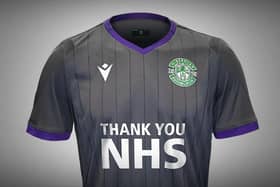 Hibs' new away kit with NHS message. Picture: Hibernian FC