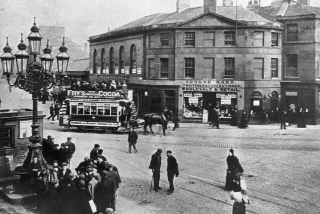 Foot of the Walk when all public transport was still horse drawn - circa 1898.