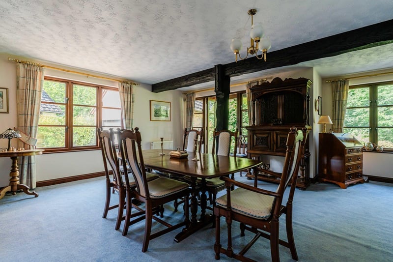 The property's impressive and rather grand dining room.