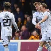 Sylvester Jasper set up two goals for Elias Melkersen, right, in Hibs' 2-1 victory over Motherwell in the Scottish Cup last weekend. Picture: SNS