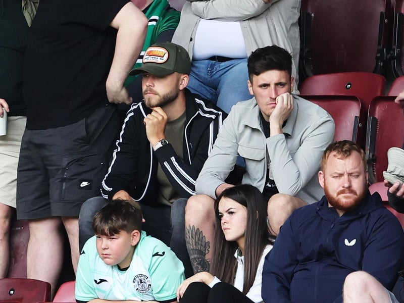 Ex Hibs defender Ryan Porteous in the away end