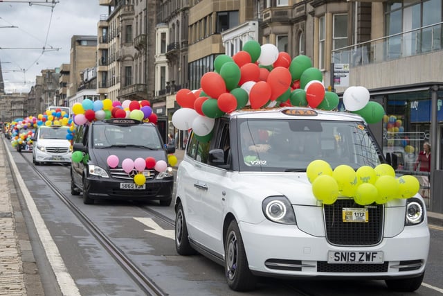 The parade of 50 taxis made its way through the city centre before heading onto East Lothian.