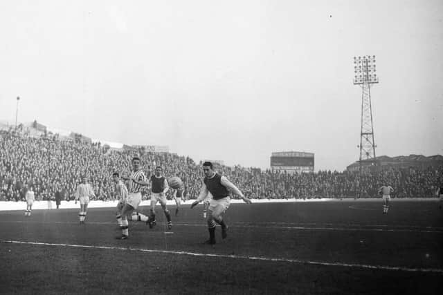 Action from a Hibs v Dunfermline Athletic match in the Summer Cup in May 1964
