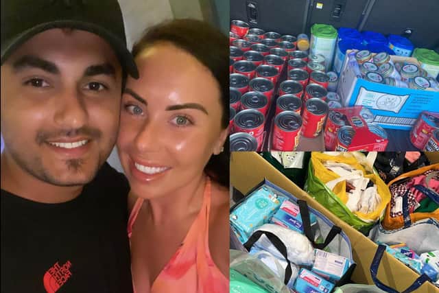 Local businesswoman Bryony Quate-Güngörmez and her husband Mahsun Güngörmezvital have been collecting donations of clothing and toiletries at Bryony Quate Hairdressing salon and Quate & Co Florists, across the road from each other on Bruntsfield Place.