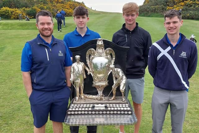Archie Wyatt, second left, joined forces with Lloyd Dunlop, Harry Hawthorn and Stuart Thurlow in Murrayfield's team on the opening day of the 123rd Dispatch Trophy. Picture: National World