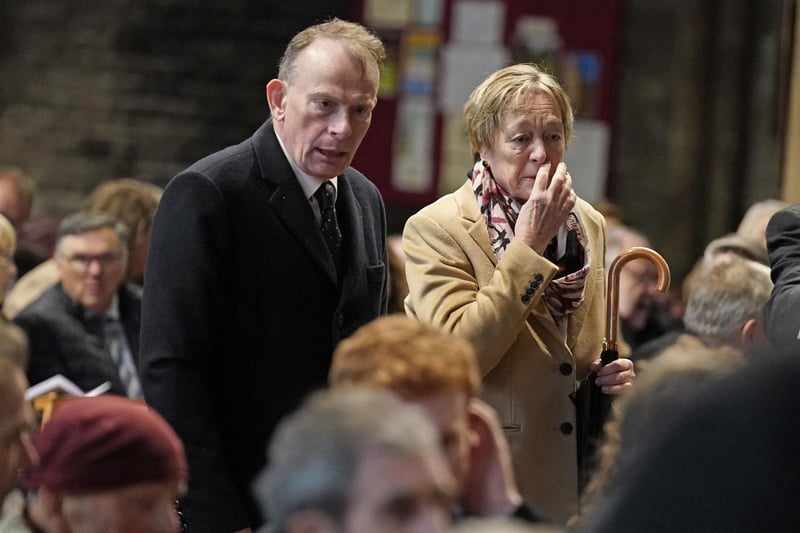 Scottish journalist and broadcaster Andrew Marr (centre) attending the memorial service in Edinburgh this morning.
