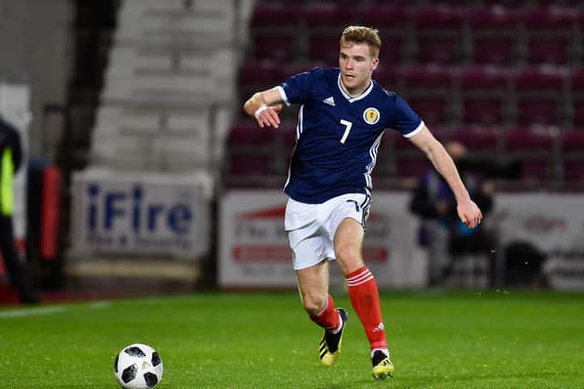 Chris Cadden in action for Scotland U-21 back in 2018. He has since earned two full caps and is hoping he will have the opportunity to add to them when Steve Clarke names his squad for the upcoming World Cup qualifiers. Photo by Rob Casey/SNS Group
