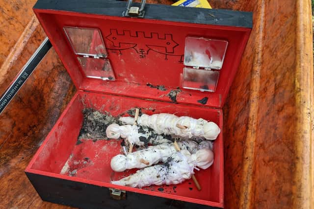 A box of “voodoo dolls” has been found during a clean-up operation in Edinburgh. Picture: Water of Leith Conservation Trust