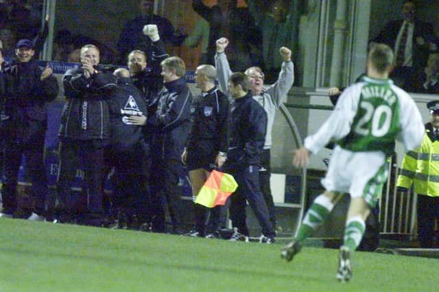 Kenny Miller scored the final goal down the Hibs slope.