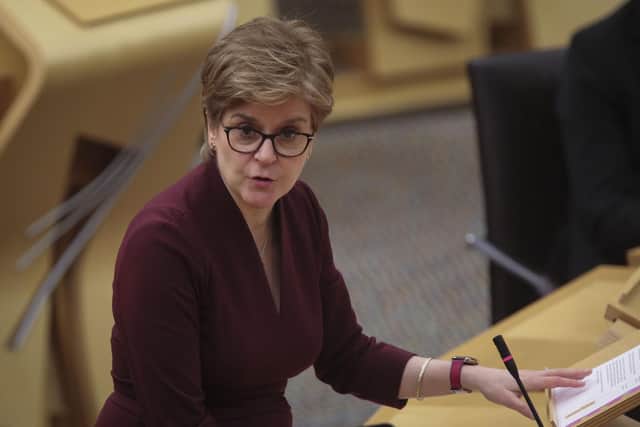 First Minister Nicola Sturgeon, giving a Covid-19 update to parliament on January 18.