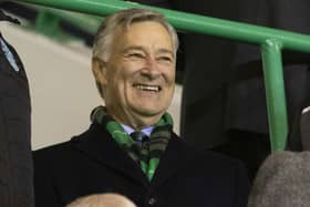 Ron Gordon pictured in the Directors' Box at Easter Road