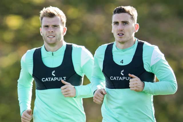 Chris Cadden, left, and Paul Hanlon take part in training at East Mains